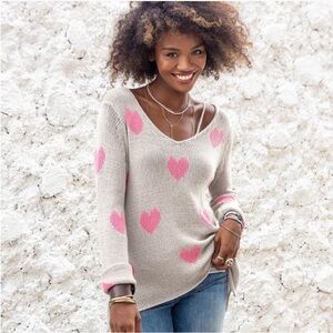 Wooden Ships • Valentine Hearts Besotted V-Neck Sweater